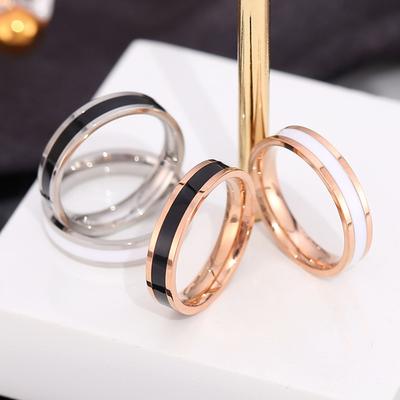 Titanium Steel Couple Rings for Women Drip Resin Stainless Steel Finger Ring Trendy Matching Jewelry Gift