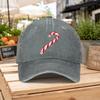 Christmas Candy Cane Washed Baseball Cap Unisex Duckbill Hat for Outdoor Hiking Travel Casual Wear