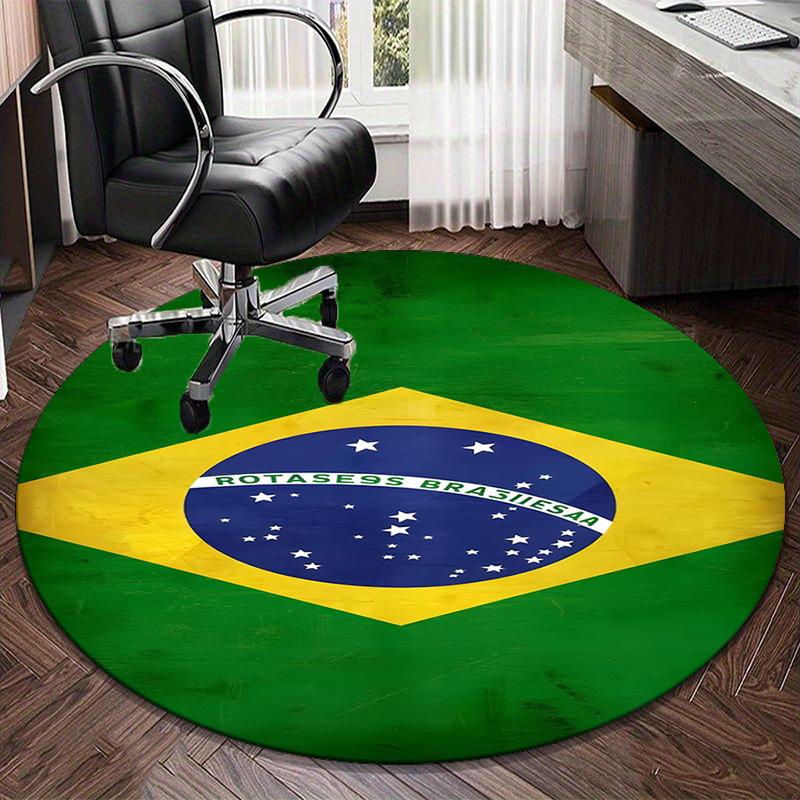 1PC round rug Brazil Artwork Printed Round Area Rug ,Rug For Home Office, Round Chair Rug, Decorative Carpet Fan gifts Christmas gift