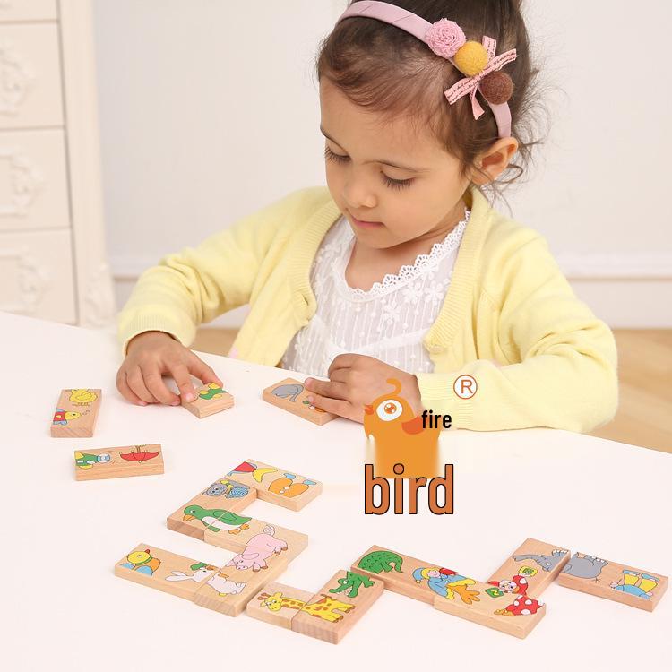 Animal Cognition Wooden Domino Puzzle - Educational Jigsaw for Children