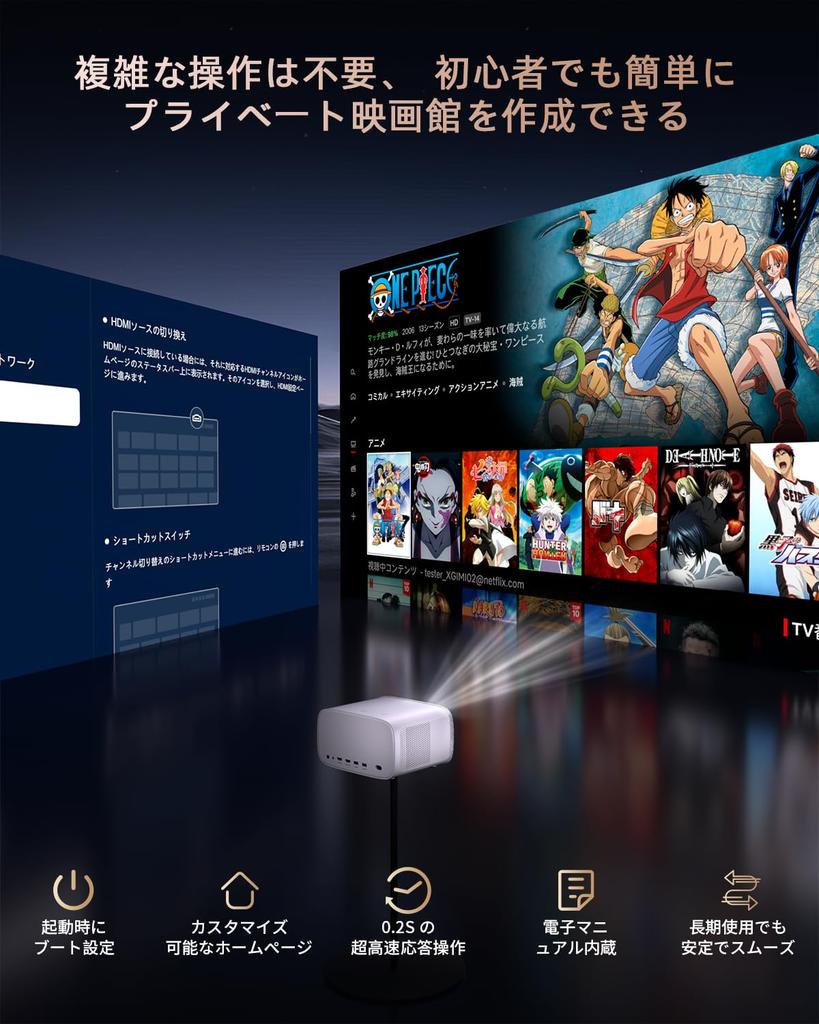 Offiziell zertifizierte App Video DoIby Projektor für Heimgebrauch 1000ANSI Autofokus Automatische Trapezkorrektur 4K-kompatibel WIFI 6 Bidirektionales Bluetooth