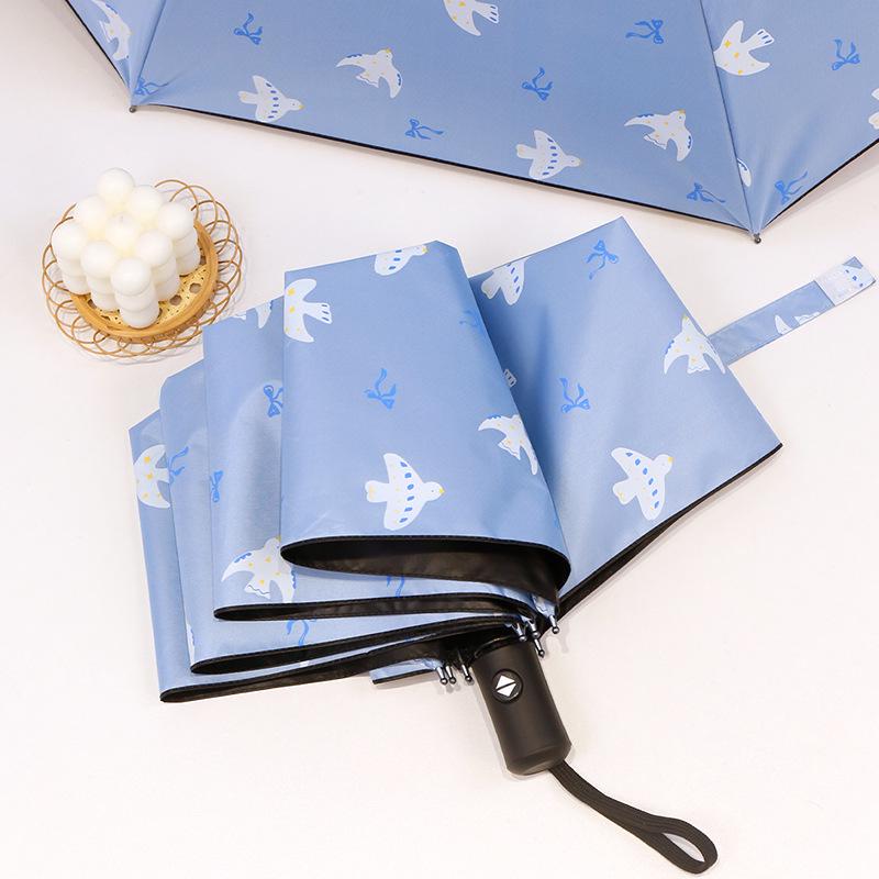 Stylish Cartoon Folding Umbrella: Sun & Rain Dual-Use with Thickened Black Glue for Summer Sun Protection