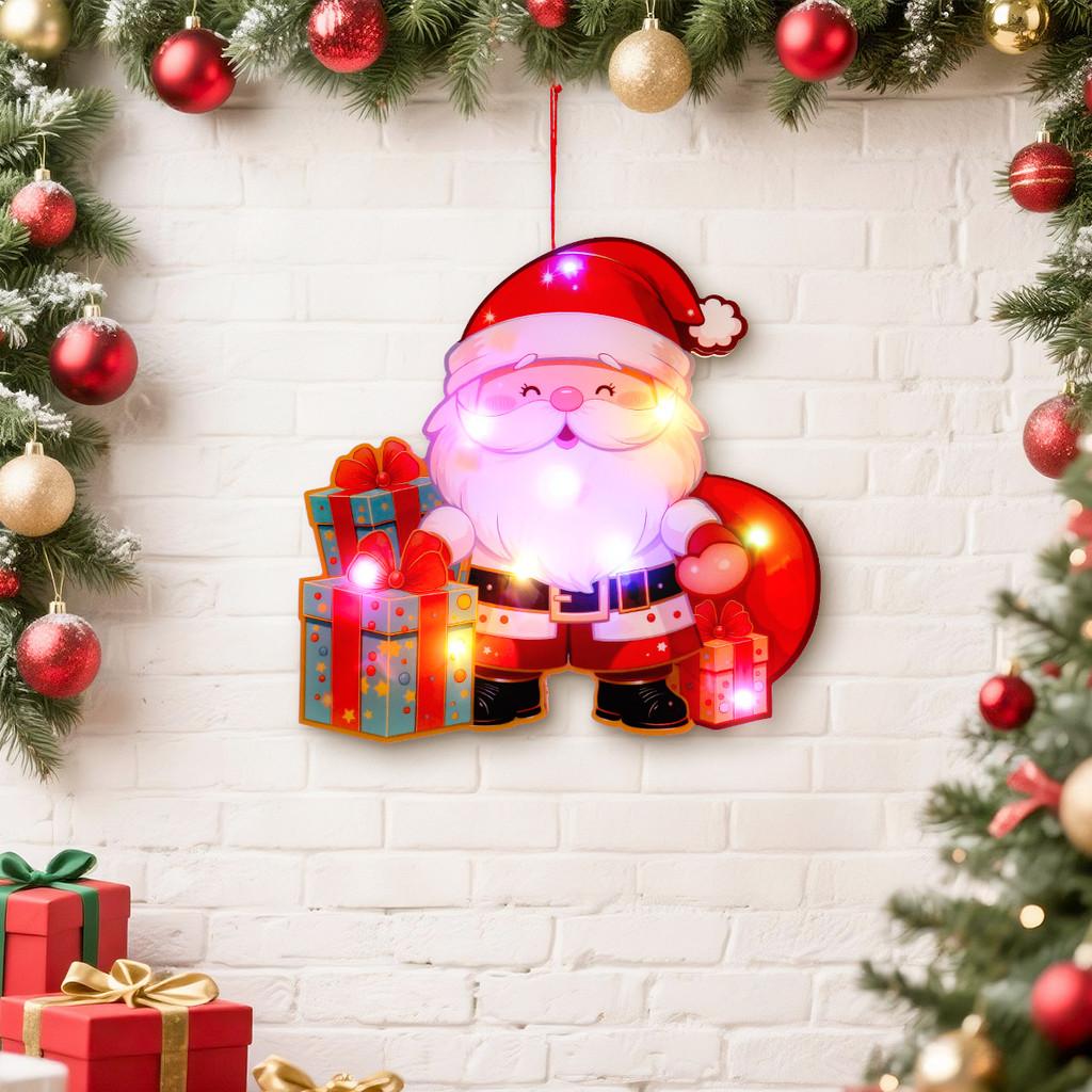 Weihnachten Weihnachtsmann Schneemann Elch Kranz Türhänger Licht Zuhause Geschenk Ornament