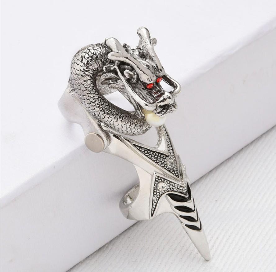 Men's Fashion Bendable Dragon Skull Ring with 8 Joint Rings