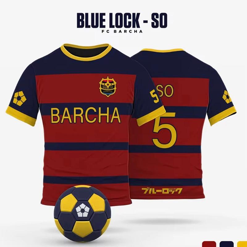 PXG Blue Lock Japanisches Anime-Trikot, Fußballuniform Nr. 9 Rin Shidou, Cosplay-T-Shirts, Freizeit-Sportoberteile für Herren und Damen