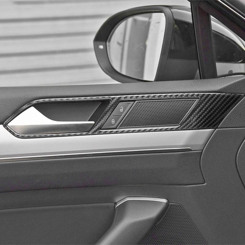 Carbon Fiber Car Interior Door Handle Panel Trim Cover For Volkswagen VW Magotan Arteon Window Control Panel Sticker