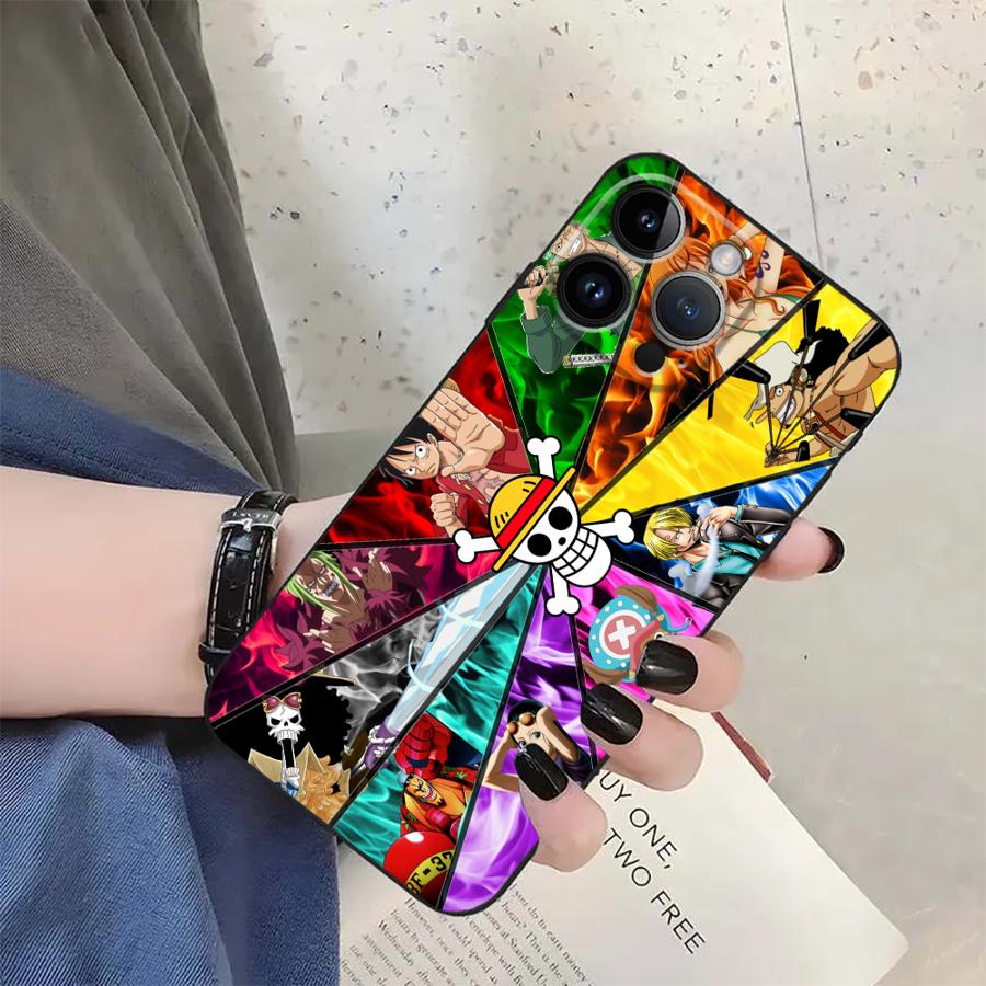 One Piece Luffy Anime Black Soft Phone Cover Case for iPhone XR 7 8 13 12 11 17 Pro Max 15 16 14 Plus XS Max 17Air