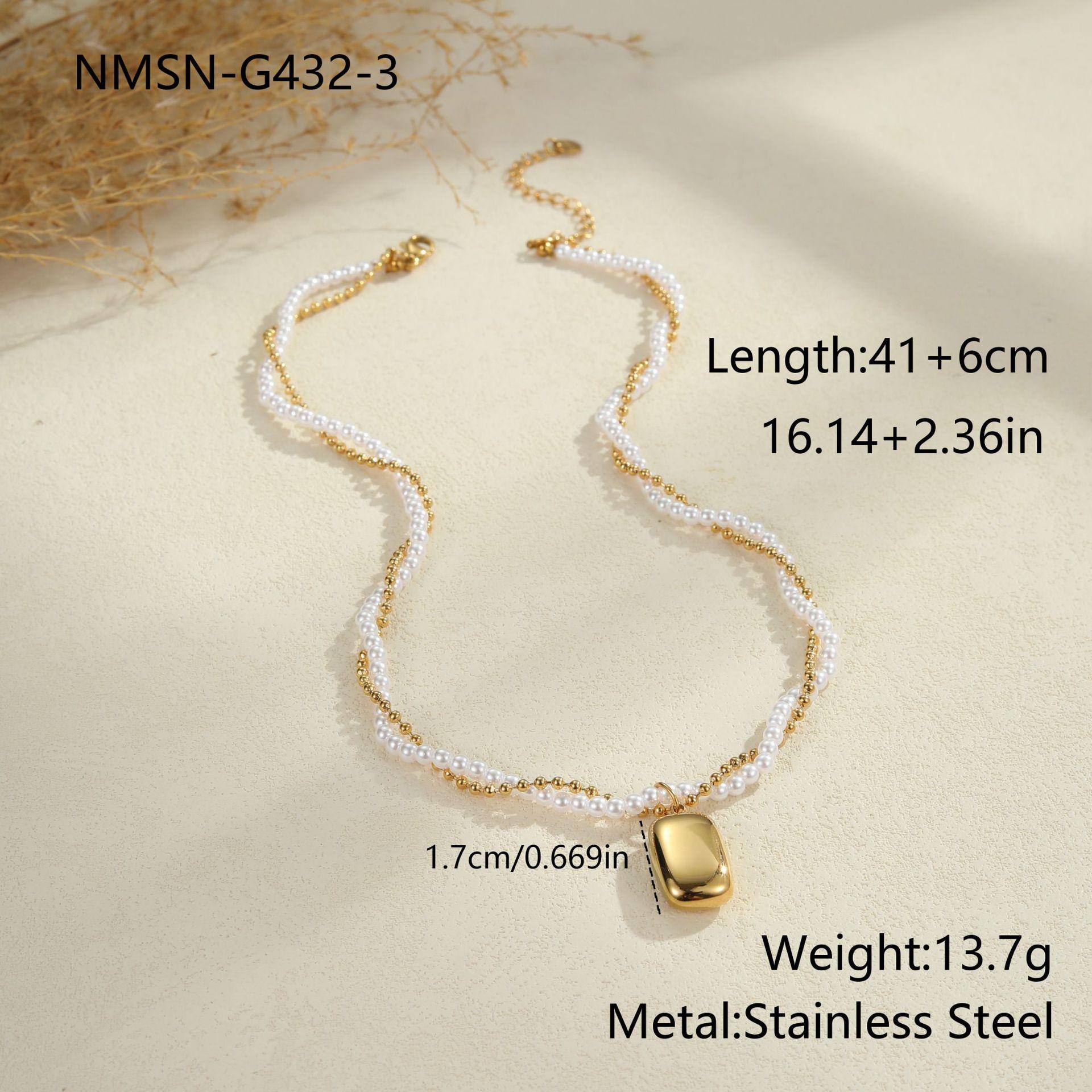 GEMCHIC Women s Double Layer Pearl Necklace Stainless Steel Chain Titanium Steel Layered Light Luxury Ins Fashion Jewelry Wholesale Gold Silver