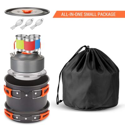 Set di pentole da campeggio Attrezzatura da cucina per campeggio, escursioni e picnic per 2-3 persone Tutto in