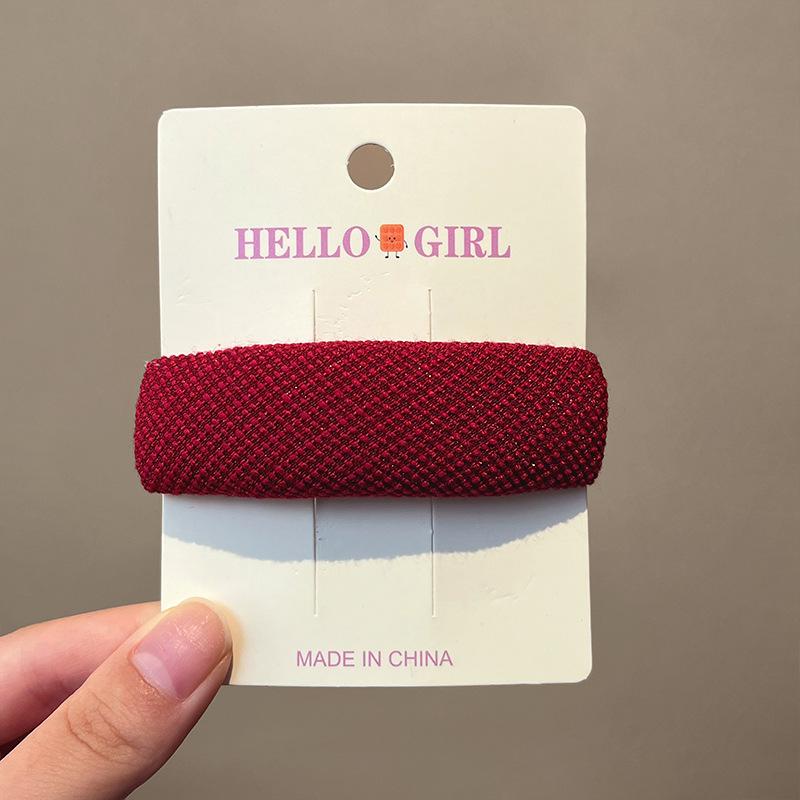New Year's Sweet Red Hair Pin Women's Thousand Bird Grid Velvet Edge Clip BB Clip Sponge Thickened Bangs Clip Hair Accessories