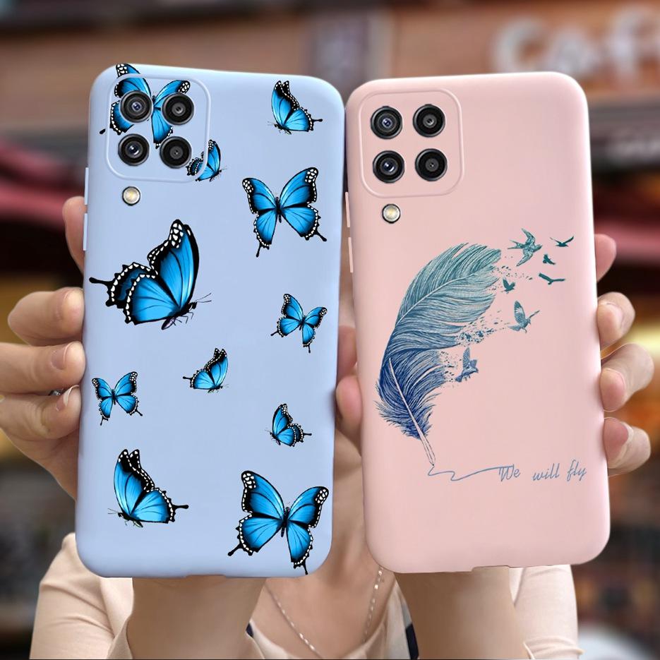 For Samsung Galaxy M32 Case Samsung M12 Soft Silicone Flower Phone Case For Samsung M32 M325F Cover Galaxy M 12 32 M12 TPU Funda