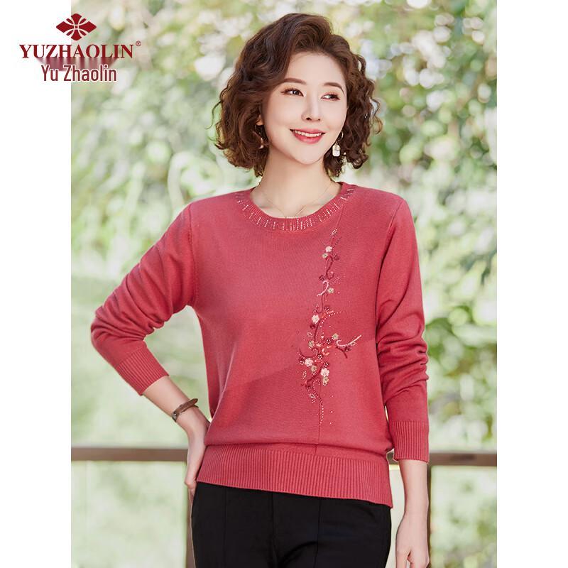 YUZHAOLIN Women's Round Neck Embroidered Knit Sweater