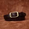 Fine Women's Belt Italian Retro Fashion All-Matching Decorative Genuine Cattlehide Leather Surface Pressure Crocodile Pattern Belt for Women