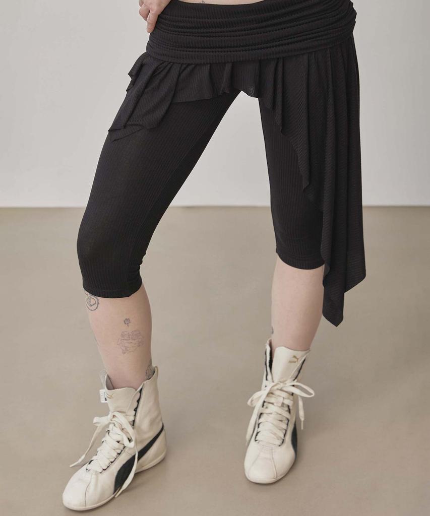 SCULPTOR Asymmetric Skirt Leggings Black