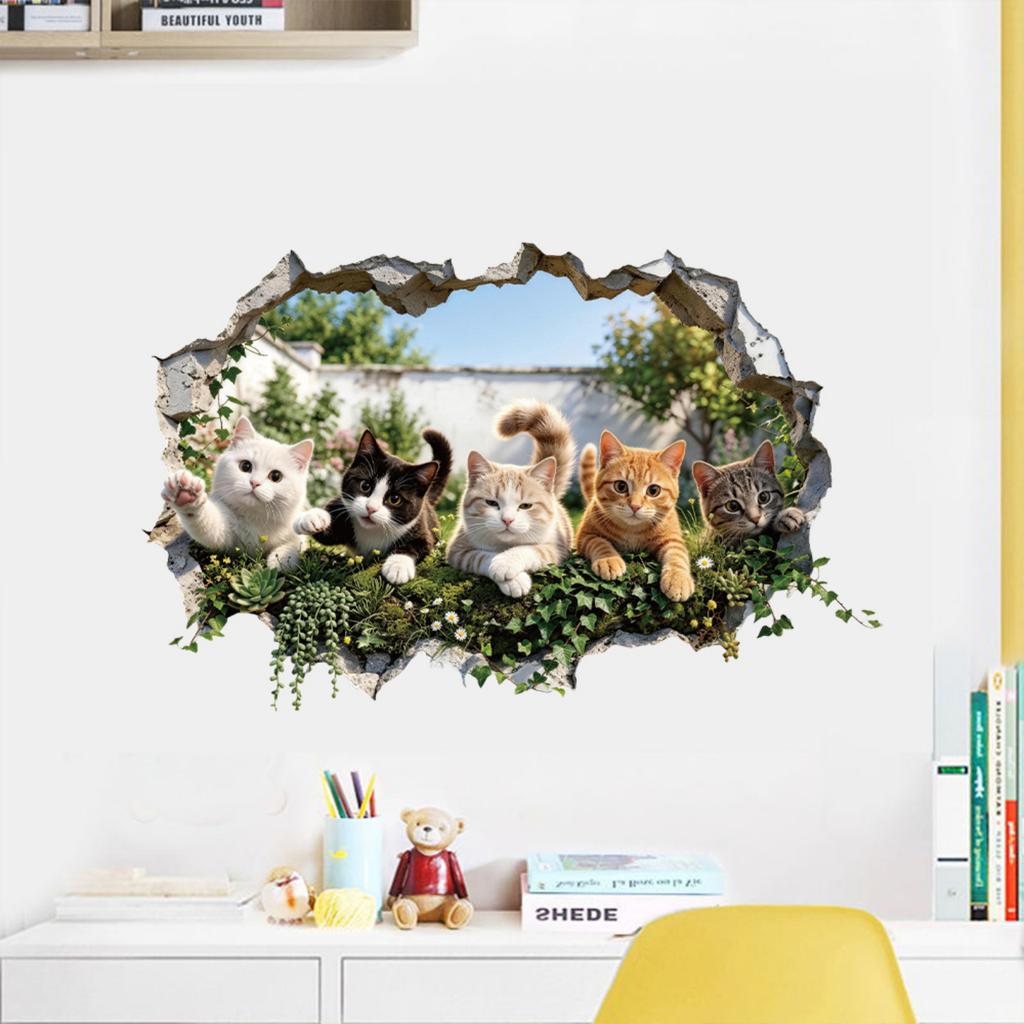 Creative 3D Breaking Through Wall Decal Sticker for Bedroom Wall Decor