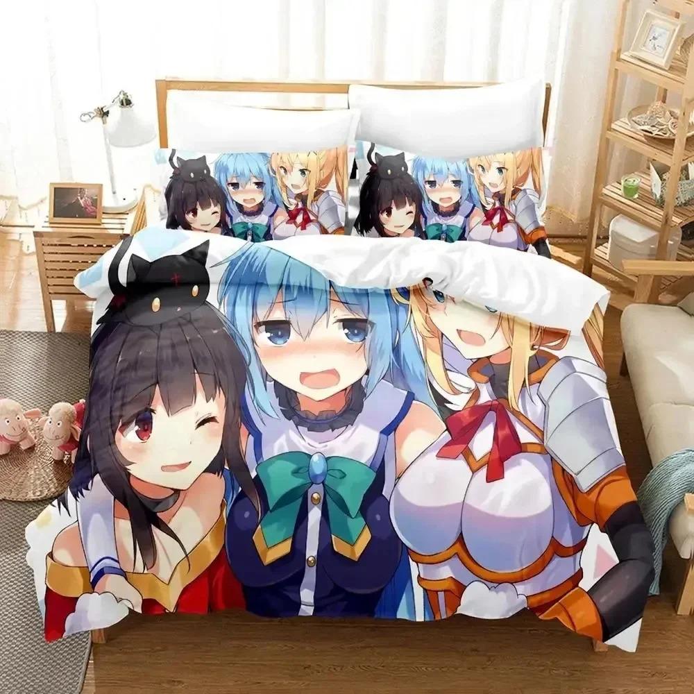 Comforter Anime Konosuba Bedding Set 3D Printed Suitable For Bedroom Kids Home Textile