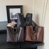 Woven Pattern Tote Bag Large Capacity PU Chain Bag Women's Shoulder Bag