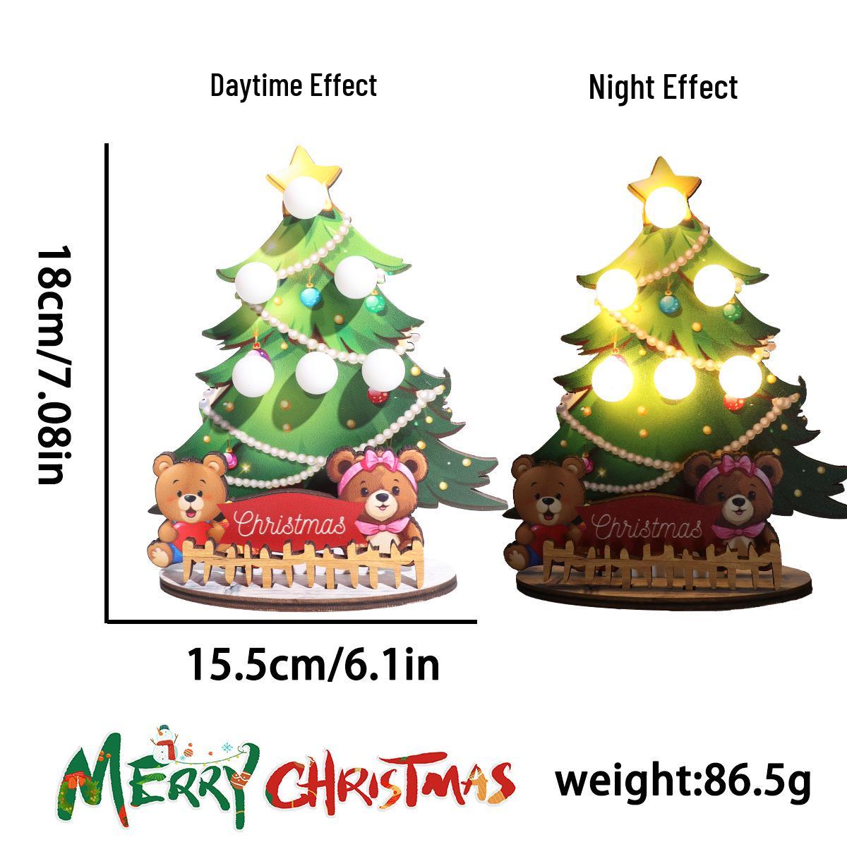 

Wooden Christmas Lighted Desktop Ornament with Snowman & Reindeer Decorations