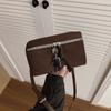 Stitching Line Zipper Shoulder Bags for Women Exquisite Commuting Faux Suede Solid Color Fashi Retro Women's Handbag