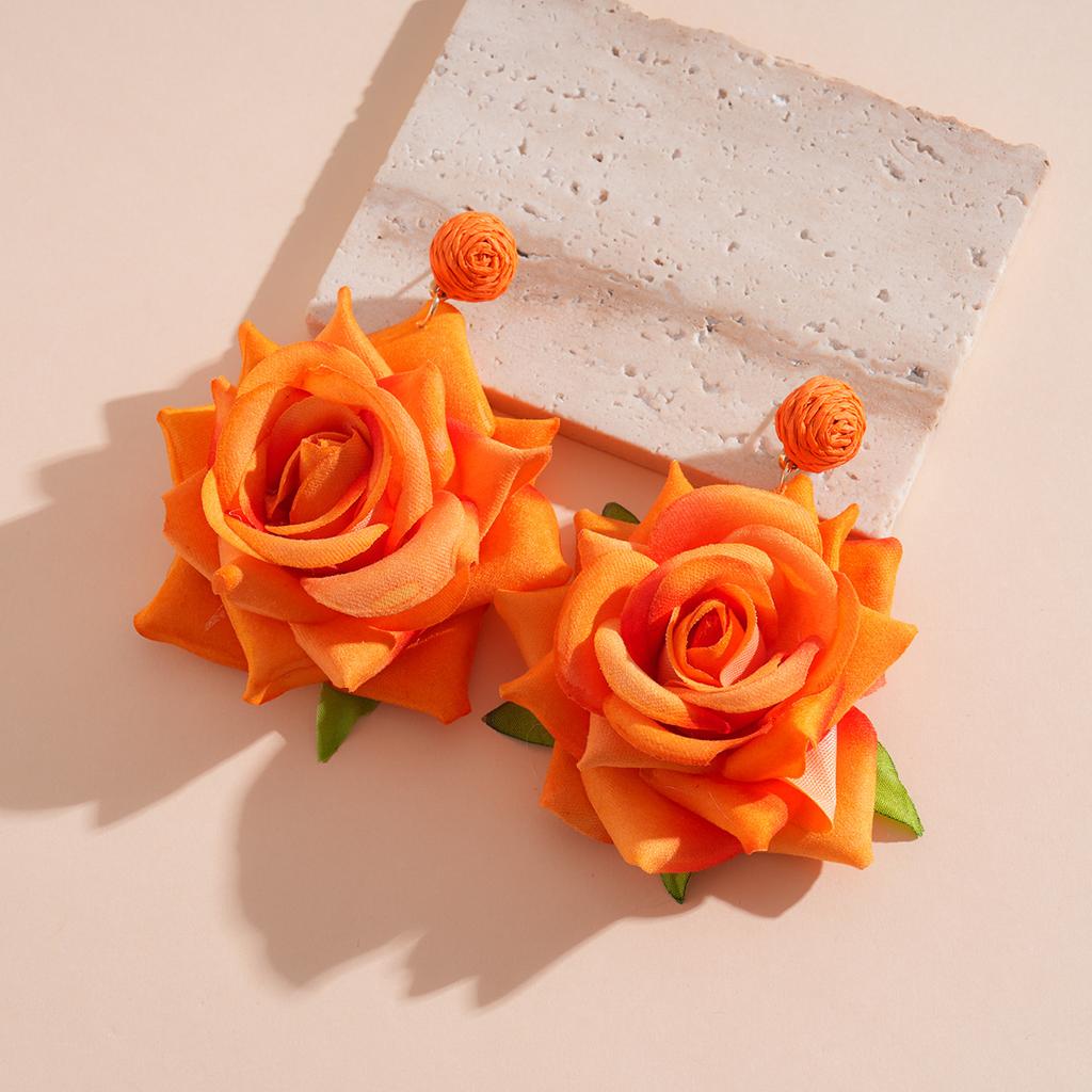 Steel needle raffia fabric flower earrings fresh vacation style stud earrings personalized high-grade earrings