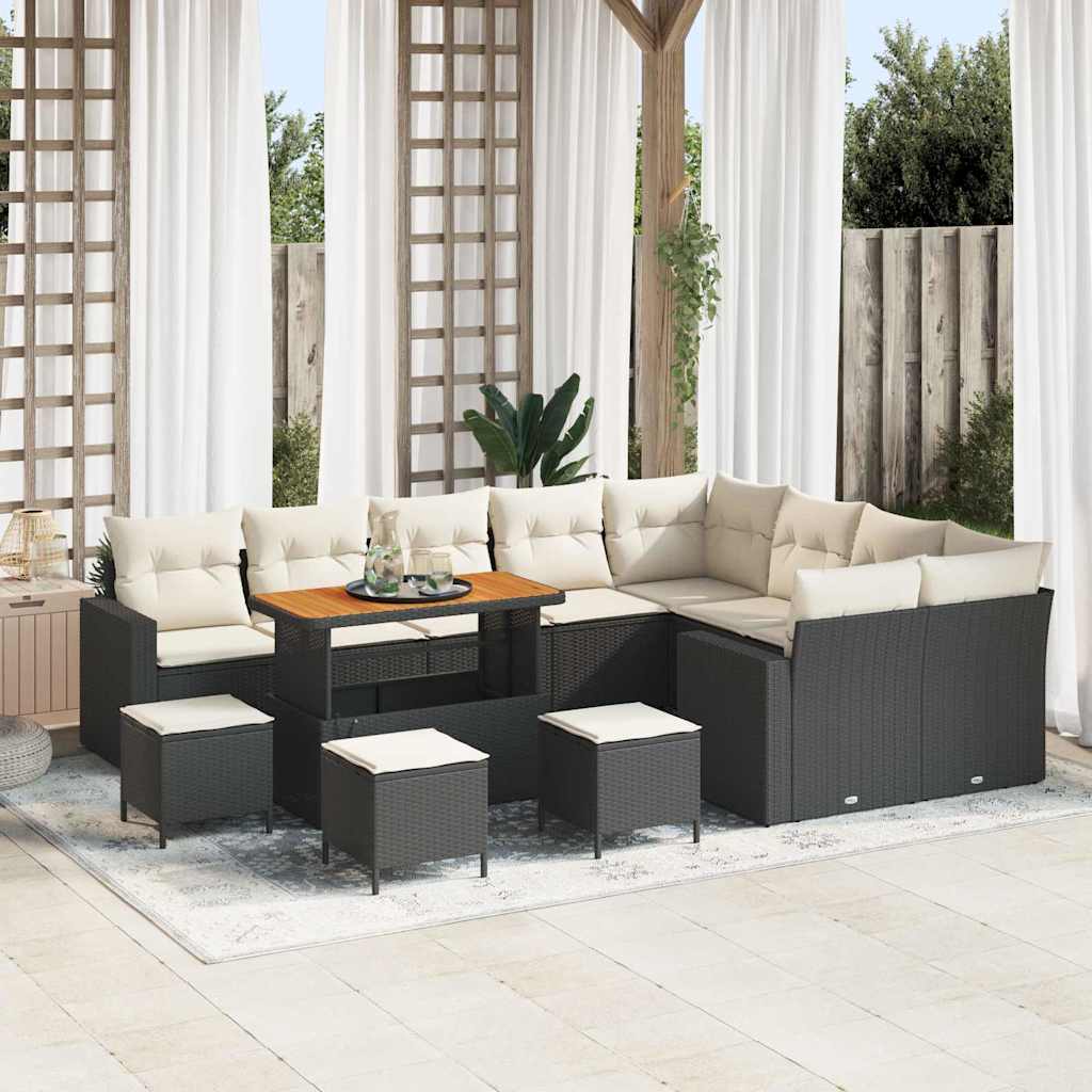 Garden Sofa Set 13 pcs Black Poly Rattan