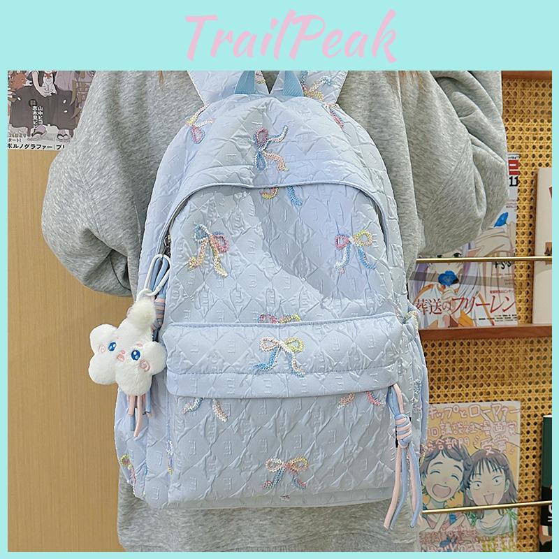 Bowknot Backpack Print With Comfortable Shoulder Straps For School Outings And