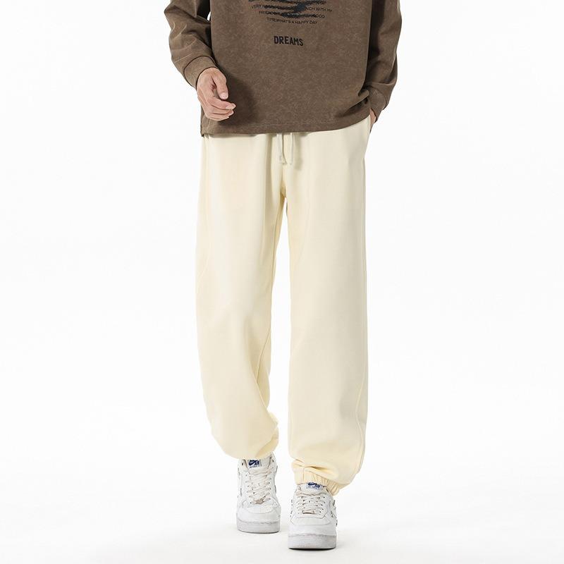 Men's Gray Heather Drawstring Joggers - Oversized Casual Streetwear Sweatpants with Elastic Cuffs