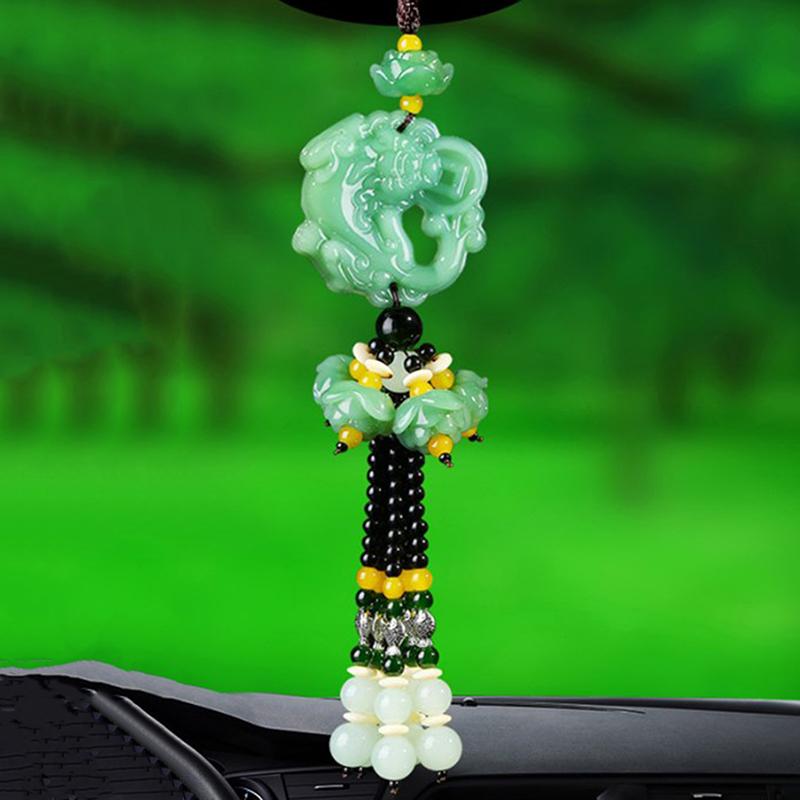 Imitation Green Jade Car Pendants Buddha Statue Brave Troop Hanging Ornament Talisman Auto Interior Decor Gifts