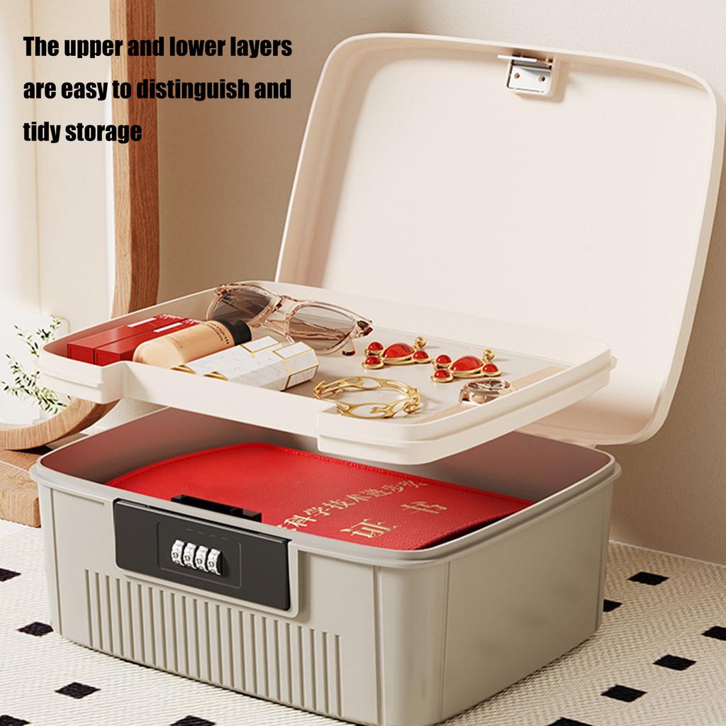 Large Lockable Storage Container Privacy Box Accessory for Home Office School with Combination Lock and Removable Tray