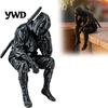 Ninja Shelf Sitter 3D Printed Sitting Figurine, Thinking Dark Sitter, Desktop Figurine Masked Samurai Ornament for Home Office Bookshelf Table