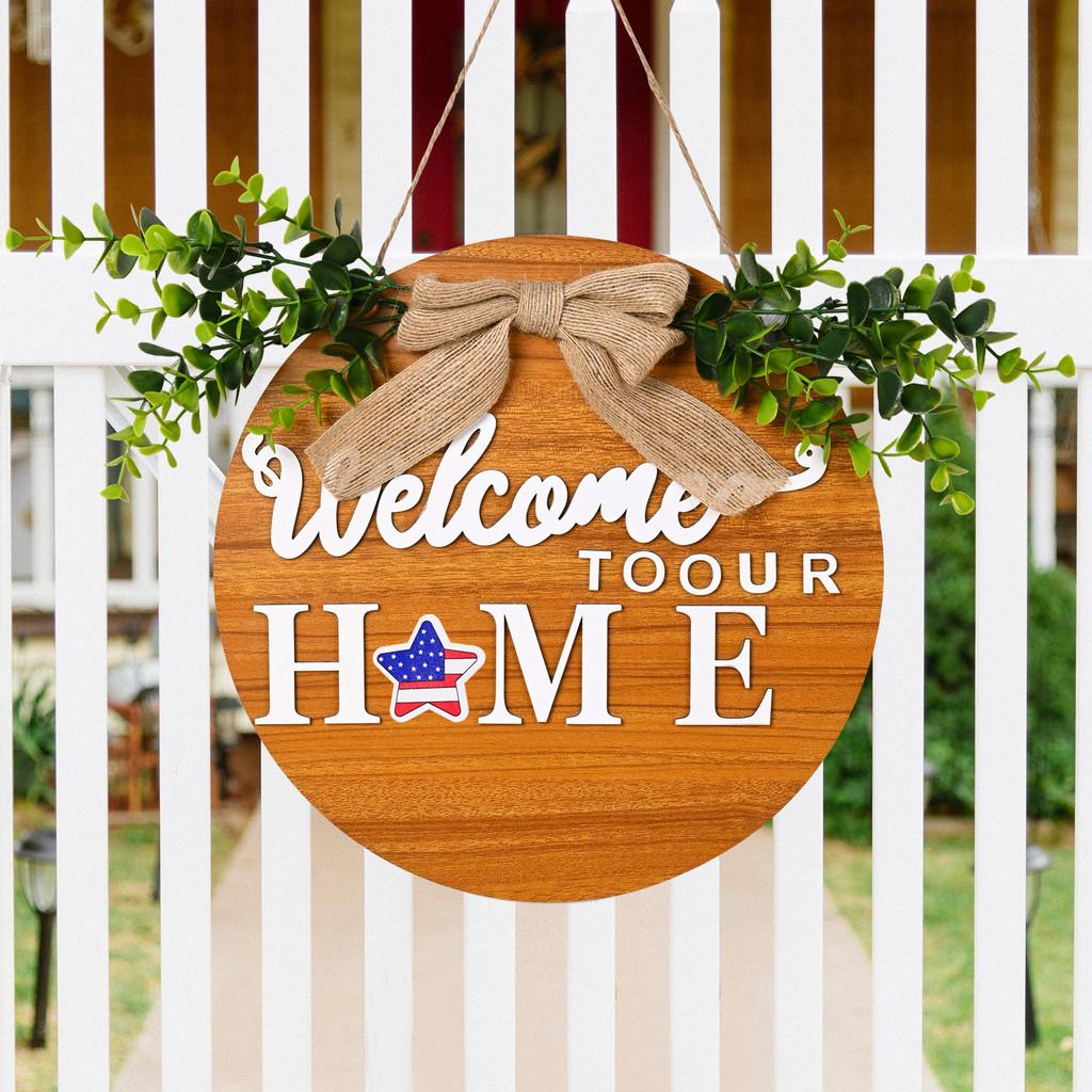 Beautifully Crafted Wooden Door Decor With Green Leaf And Butterfly Bow For Summer