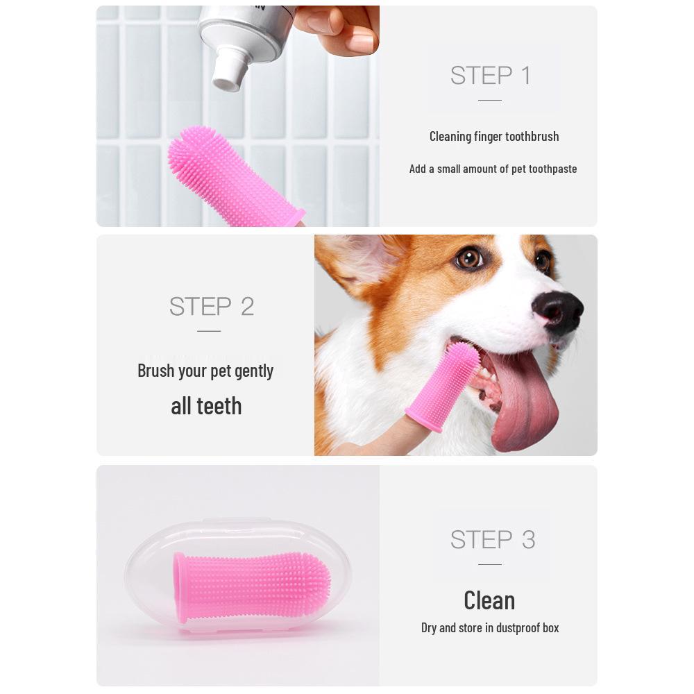 Silicone Finger Toothbrush for Dogs and Cats - Soft Gum Care Brush