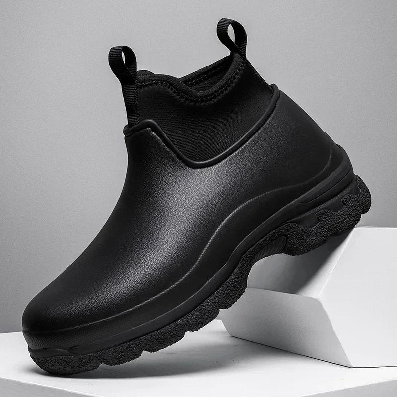 Kitchen Shoes Outdoor Versatile Wear Resistant and Oil Resistant Short Rain Boots for Men's Waterproof and Anti Slip Zapatillas