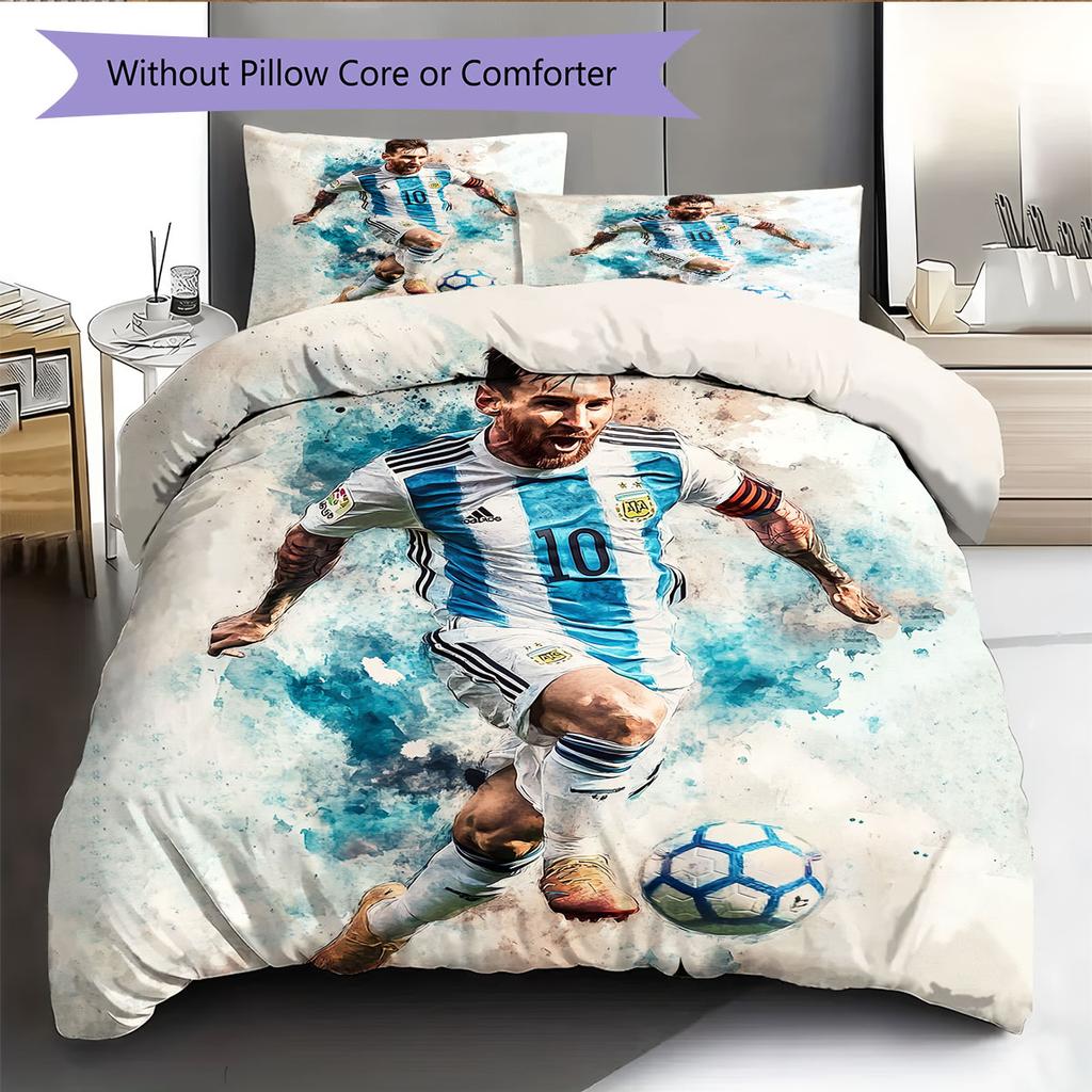Biancheria da letto con motivo Lionel Messi Decorazione per la casa Regalo di compleanno (1 * copripiumino + 2 * federa, senza nucleo),merchandising per fan.