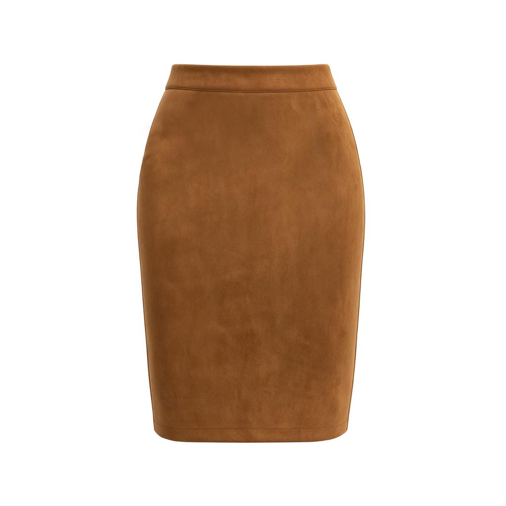 Faux Suede Skirts for Women Fall Winter Mini High Waisted Casual Pencil Bodycon Work Elegant Outfit Office Skirt Women's Vintage Knee Length Skirts
