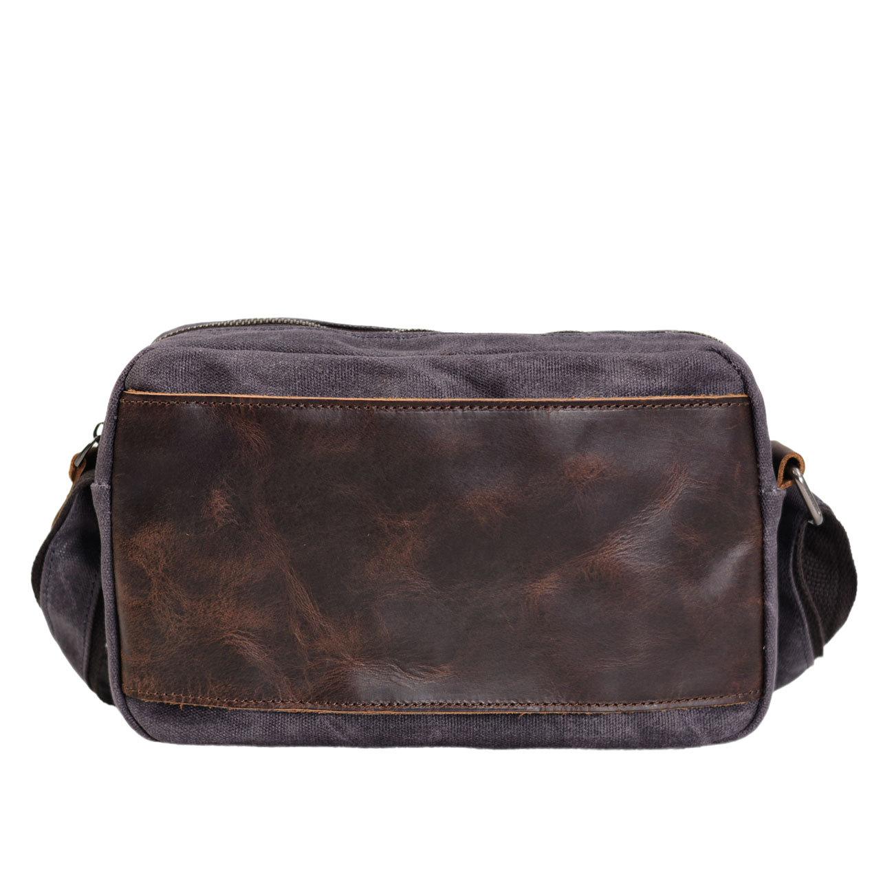 

Мужская сумка через плечо из восковой ткани для отдыха с лоскутным верхним слоем из воловьей кожи в стиле ретро, ​​горизонтальная сумка через плечо для IPad шифер серый