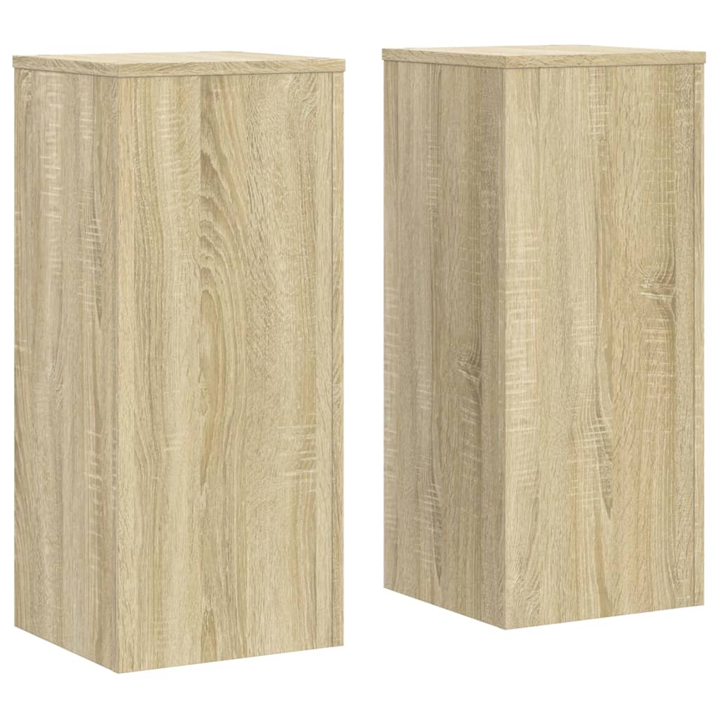 Plant Stand Set of 2 Sonoma Oak Finish 30 x 30 x 70 cm Engineered Wood