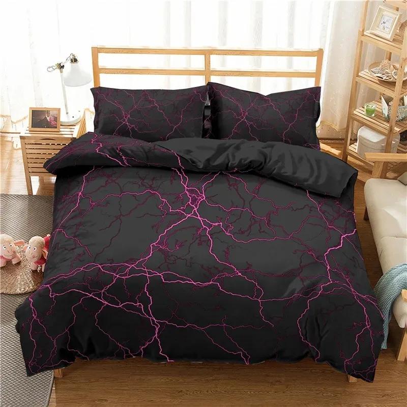 Lightning Bedding Set Natural Phenomenon Black Duvet Cover Set For Bedroom Bed Quilt Cover Corlorful Bedspread