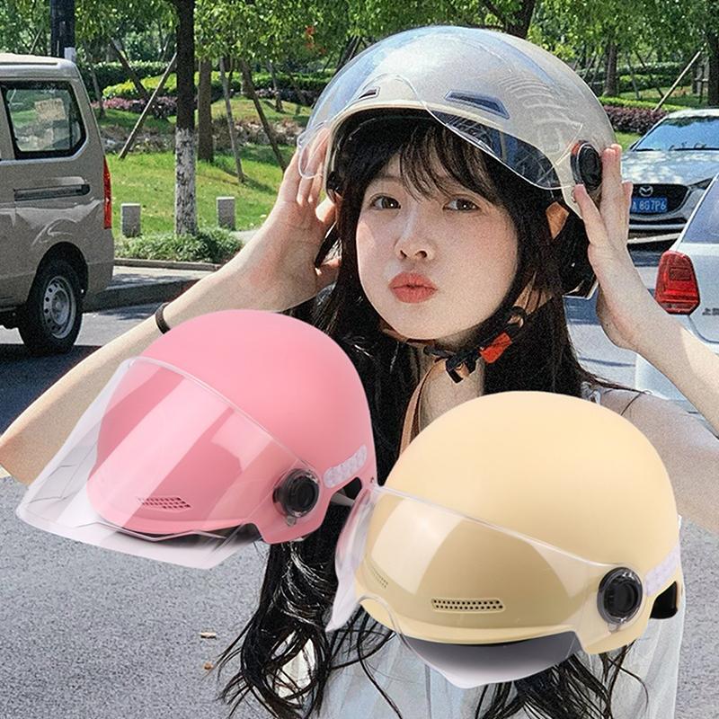 1 Piece 3C Certified Men'S And Women'S Adult Cartoon Electric Bicycle Motorcycle Half Helmet With Goggles Bicycle Safety Helmet