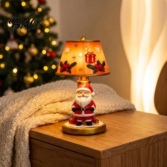 Creative Holiday Displays Christmas Lighted Table Lamp, Santa Claus Reindeer Office Desk Decorations Desktop Ornament for Living Room Bedroom