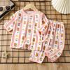Childrens Cotton Cartoon T-Shirt and Striped Pants Set Cute Kids Loungewear Baby Pajamas Thin Clothing