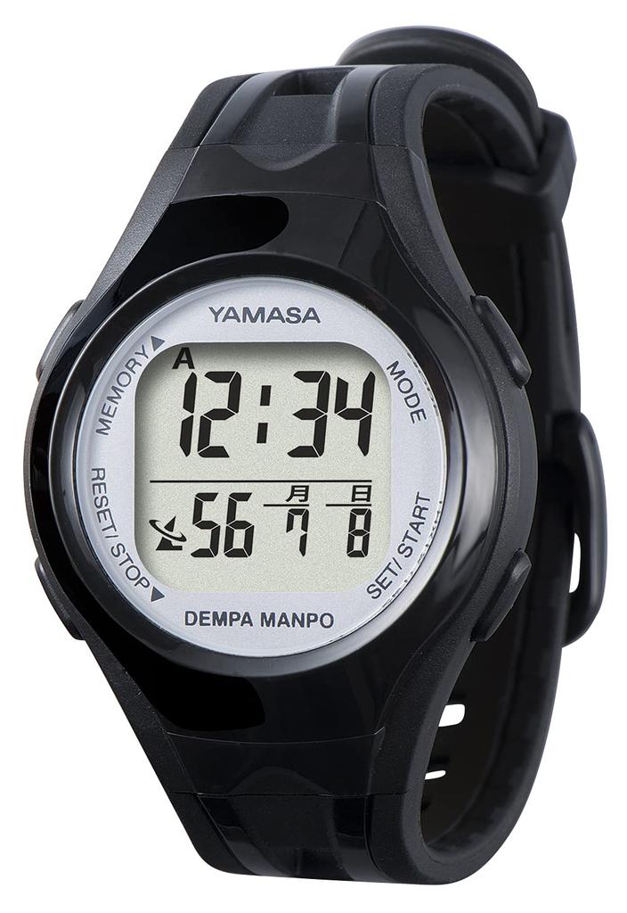 Yamasa Watch Pedometer DEMPA MANPO Black X Silver TM-460BS