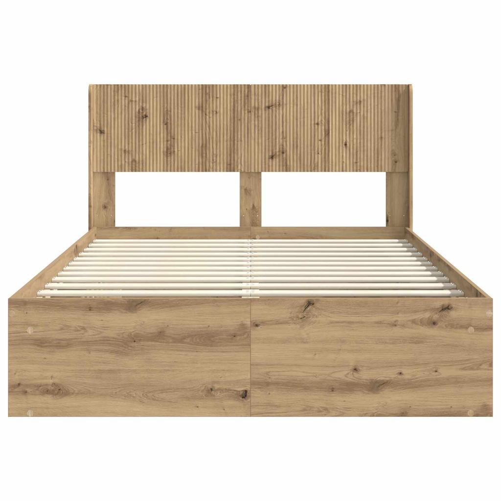 Bed Frame with Storage Space and Headboard Artisan Oak