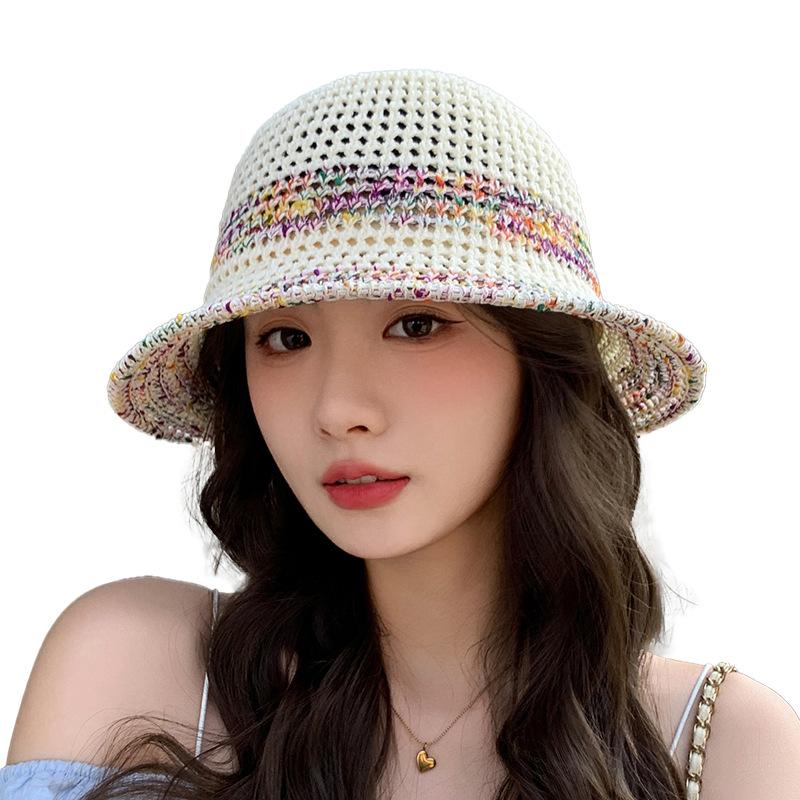 New color woven big eaves sunshade basin hat women's fashion small face versatile bucket hat casual bucket hat