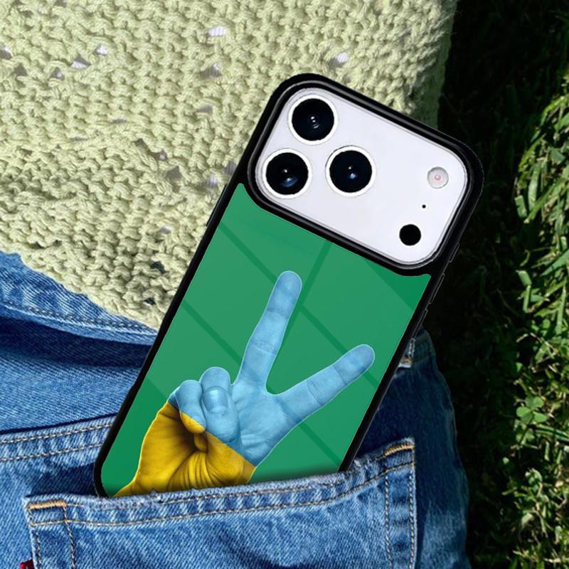 Love Sign with Flag of U_krain_e Ukrainian Phone Case For iPhone 17 AIR 16 Pro Max 15 14 Pro 11 12 13 Shockproof Silicone Cover