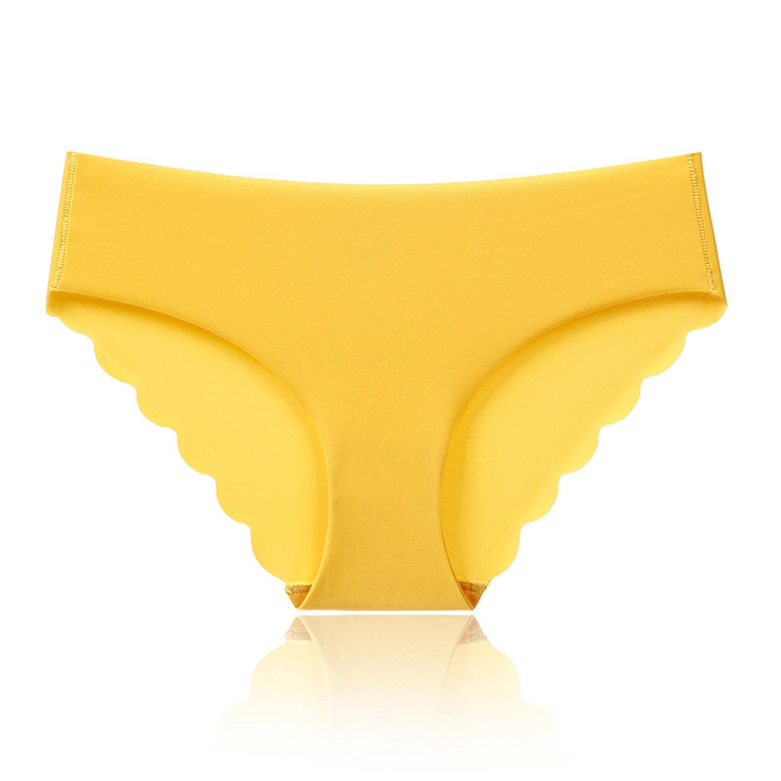 

Женские сексуальные однотонные трусики из ледяного шелка с бесшовными волнами и низкой посадкой XL жёлтый