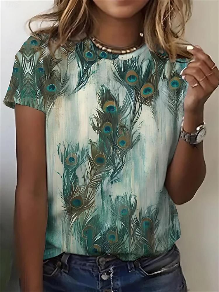 Unisexs Summer Casual Roundneck Shortsleeve Tshirt Simple Dragonfly Print Elegant Tshirt Stylish Unisexs Top