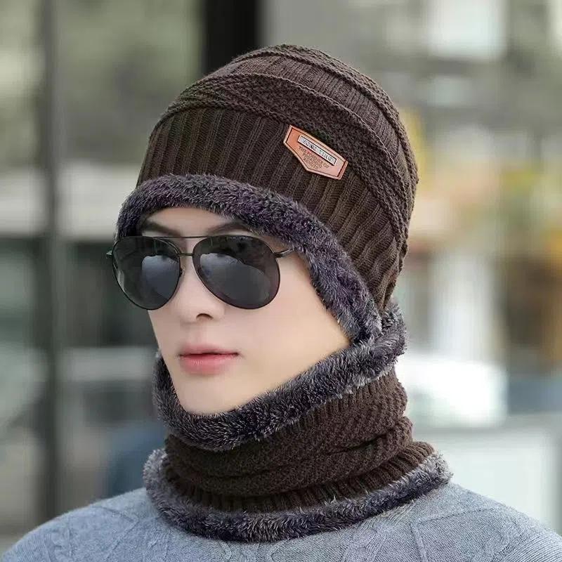Вязаный козырек Зимняя шапка Мужская зимняя плюшевая балаклава На подкладке Вязаная шапка Утолщенная Теплая Шапка-ушанка Для активного отдыха Велоспорт Лыжная маска Балаклава