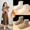 Women's Mid-Calf Thick-Soled Beige Snow Boots - Non-Slip, Cold-Proof, Warm, Plus Velvet.