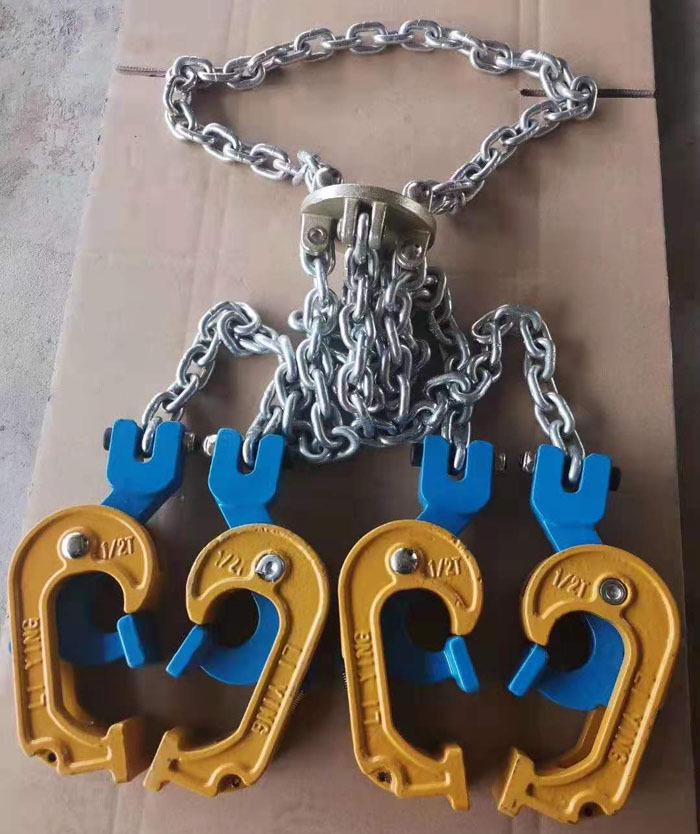 Double-Chain Forklift Eagle Beak Drum Lifting Hook and Spreader Clamp